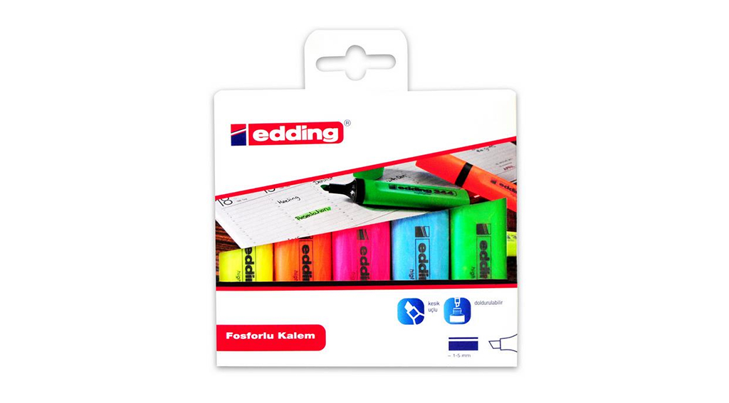 Edding ED-344P Fosforlu Kalem Karışık 5 Renk