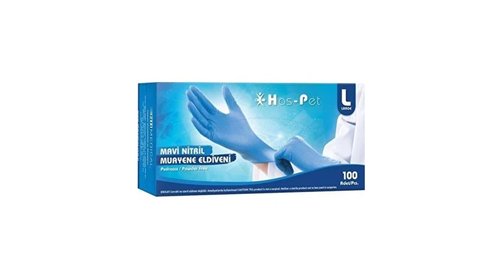 Has-Pet Mavi Nitril Pudrasız Eldiven L 100 Lü