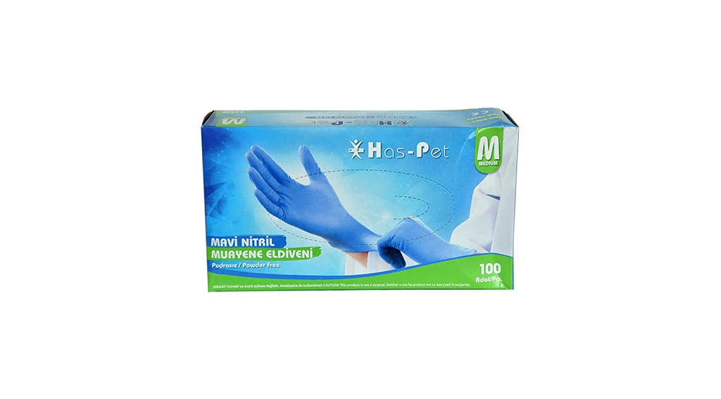 Has-Pet Nitril Eldiven Mavi Pudrasız M 100 Lü