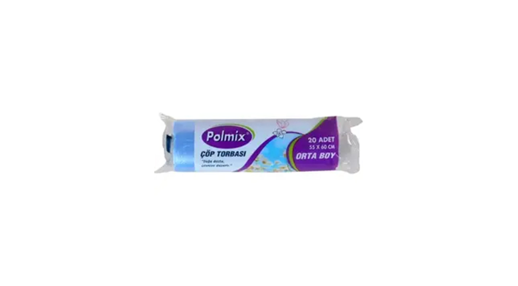 Polmix Orta Boy Çöp Poşeti 55 x 60 Cm Mavi 160 Gr (20 Adet X 20 Rulo)