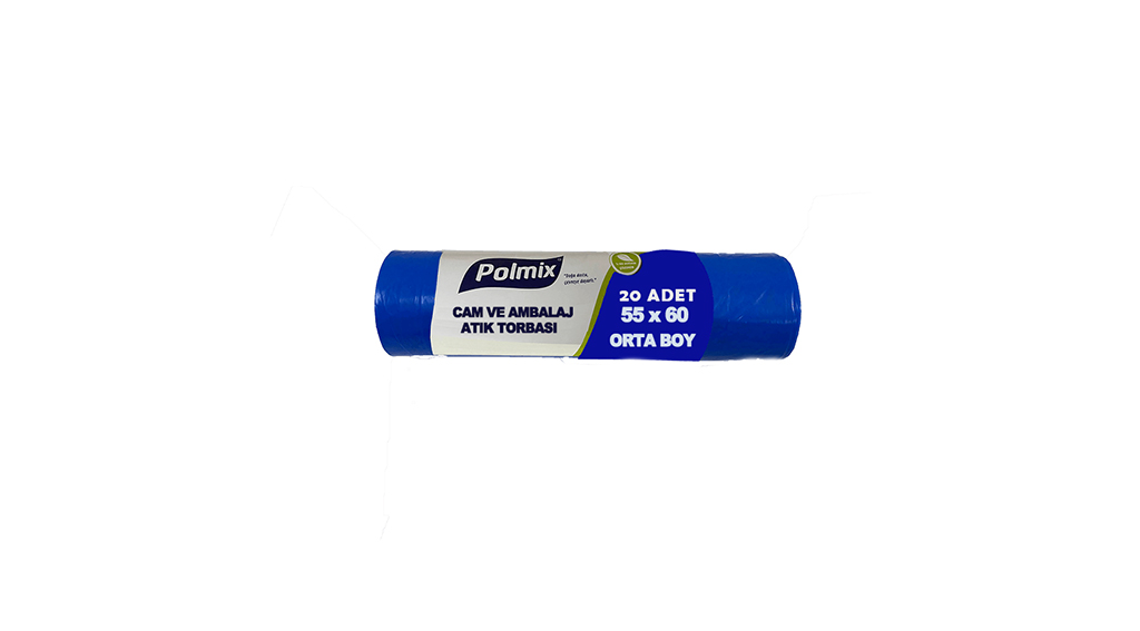 Polmix Orta Boy Çöp Poşeti 55 x 60 Cm Mavi 80 Gr (20 Adet X 50 Rulo)