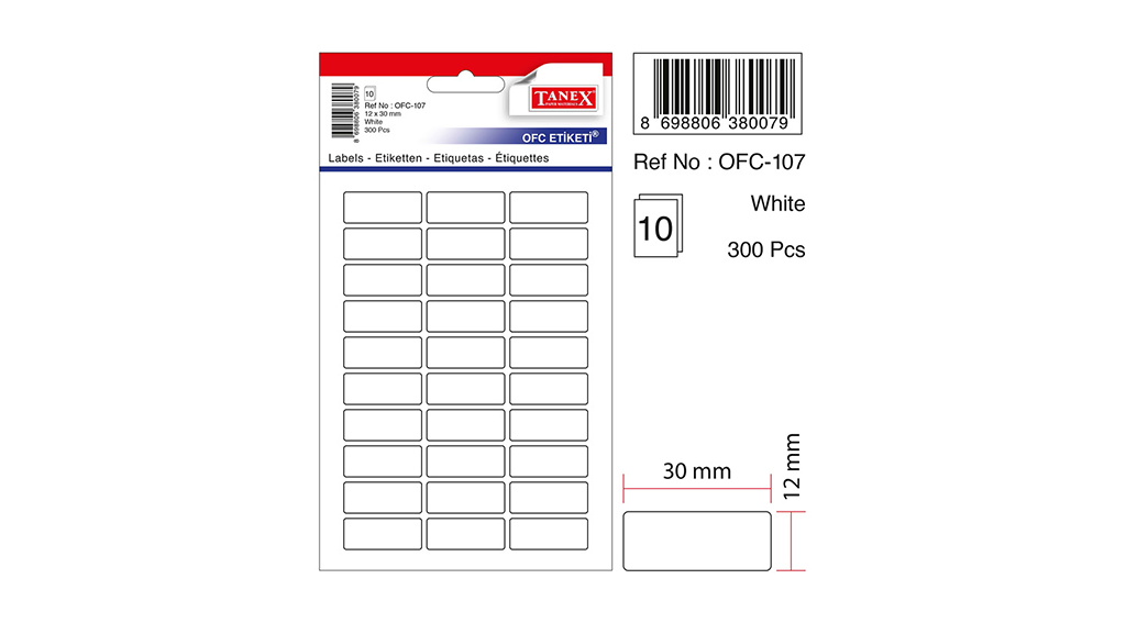 Tanex Ofc-107 Beyaz Ofis Etiketi