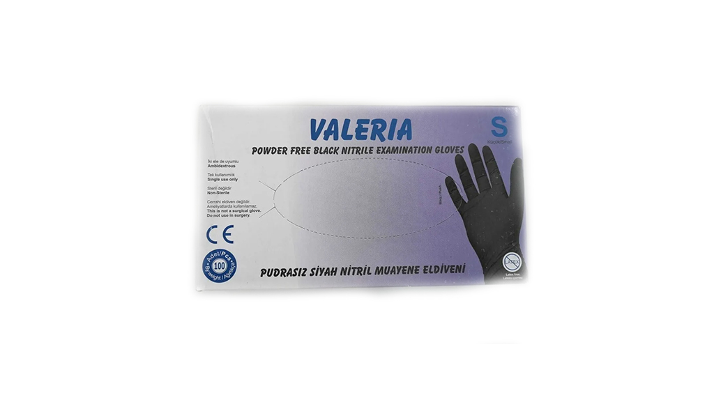Valeria Pudrasız Nitril Eldiven S Siyah